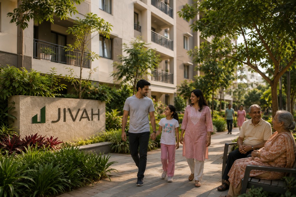 Families in a Jivah neighbourhood courtyard