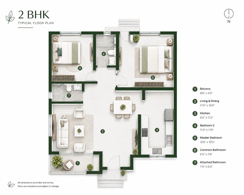 2 BHK Classic floor plan